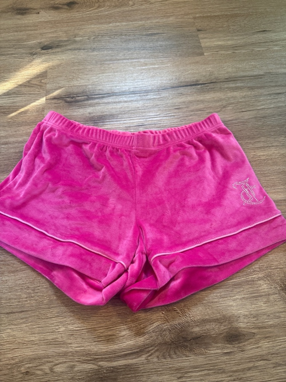 Juicy Couture Hot Pink Velour Shorts with Rhinestone Logo